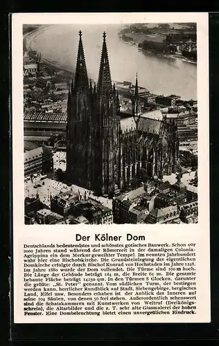 AK Köln, Dom aus der Vogelschau