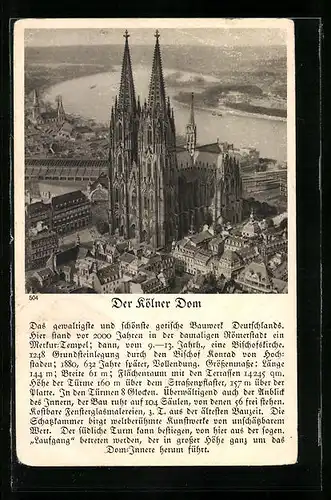 AK Köln, Dom, Luftbild