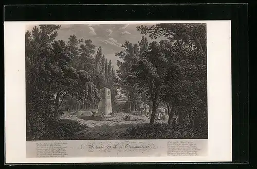 Künstler-AK Ossmannstedt, Wielands Grab im Wald