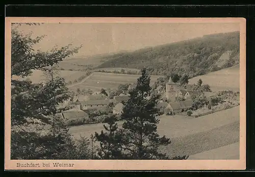 AK Buchfart bei Weimar, Ortsansicht mit Kirche