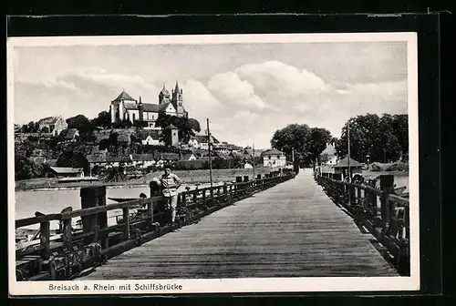 AK Breisach a. Rhein, Ortsansicht mit Schloss und Schiffbrücke