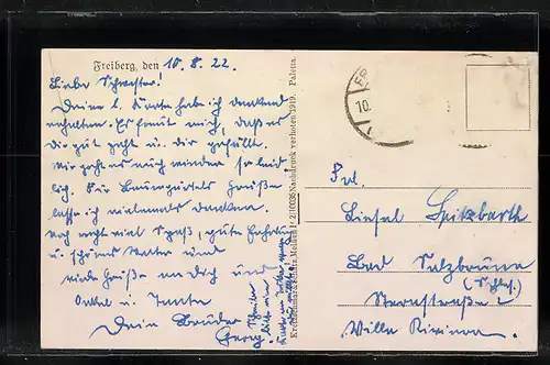 AK Freiberg i. Sa., Blick über den Postplatz und der Hornstrasse