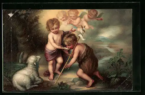Künstler-AK Stengel & Co. Nr. 29036: Die Kinder mit der Muschel von Murillo