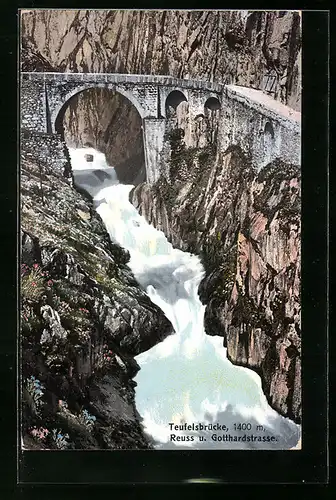 AK Teufelsbrücke mit Wasserfall