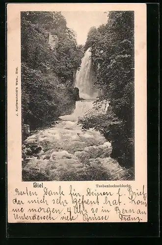 AK Biel, Wasserfall in der Taubenlochschlucht