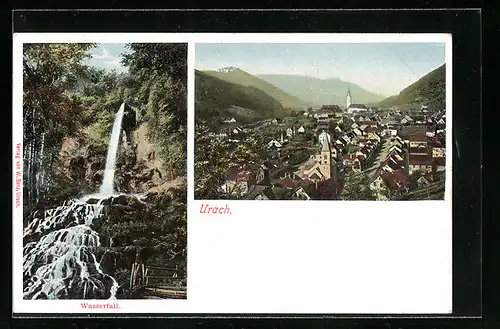 AK Urach / Württ., Wasserfall, Totalansicht
