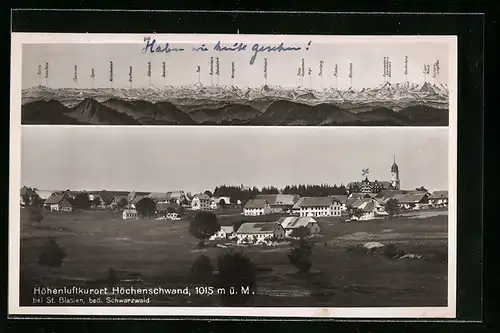 AK Höchenschwand, Gesamtansicht, Gebirgspanorama