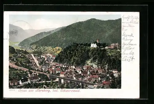 AK Hornberg / bad. Schwarzwald, Totalansicht, Luftbild