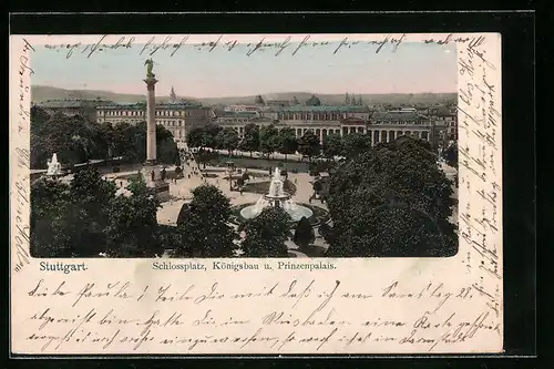 AK Stuttgart, Schlossplatz, Königsbau und Prinzenpalais