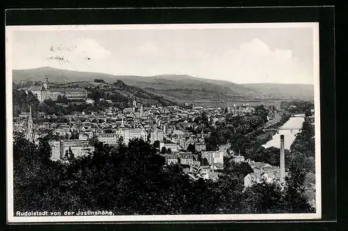 AK Rudolstadt, Panoramablick von der Justinshöhe aus gesehen