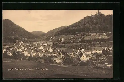 AK Bad Teinach, Totalansicht mit Ruine