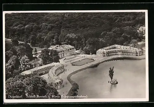 AK Düsseldorf, Schloss Benrath a. Rhein, Flugzeugaufnahme
