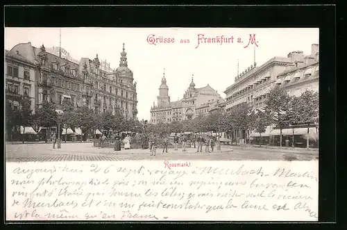 AK Frankfurt a. M., Rossmarkt mit Passanten