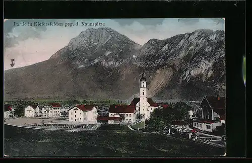 AK Kiefersfelden, Teilansicht mit Kirche gegen die Naunspitze