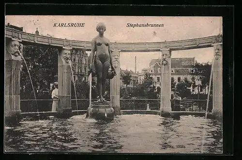 AK Karlsruhe, am Stephansbrunnen