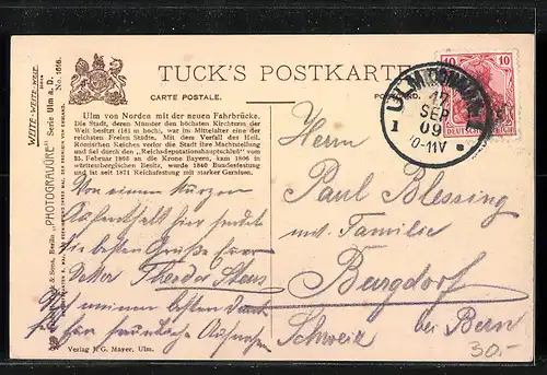 AK Ulm a. D., Blick von Norden auf die Münsterkirche