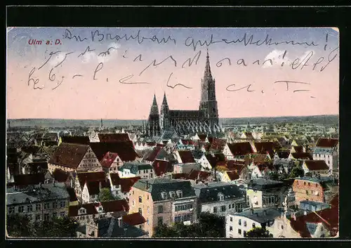 AK Ulm a. D., Teilansicht mit Münster