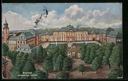 AK Bruchsal, Blick auf das Grossherzogl. Schloss