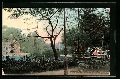 AK Dortmund, Partie mit Gartenterrasse an der Kronenburg