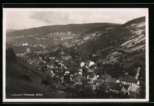 AK Heimbach / Eifel, Totale vom Berg aus gesehen