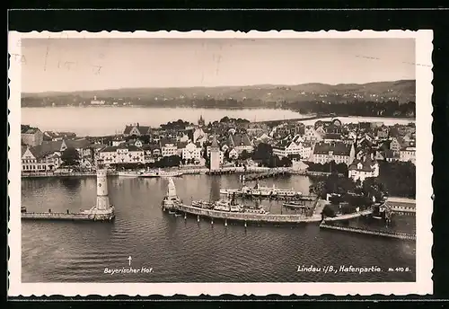 AK Lindau i. B., Hafen mit Hotel Bayerischer Hof