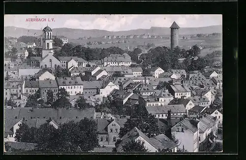AK Auerbach i. V., Gesamtansicht aus der Vogelschau