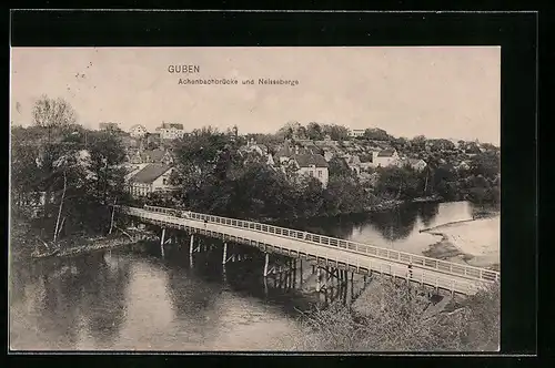 AK Guben, Achenbachbrücke und Neisseberge