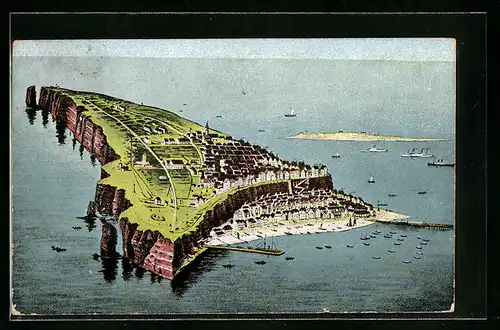 Relief-AK Helgoland, Inselpanorama