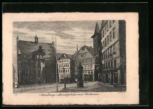 AK Marburg a. L., Marktplatz mit Rathaus