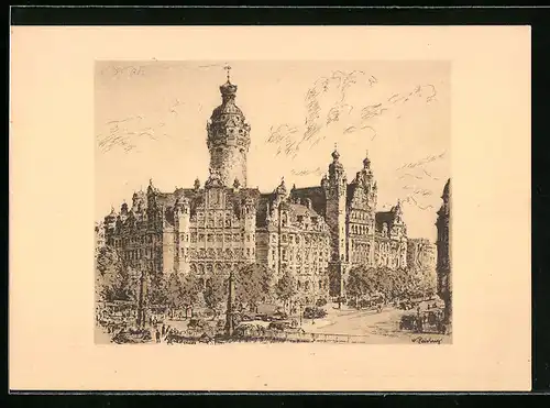 Künstler-AK Leipzig, Neues Rathaus