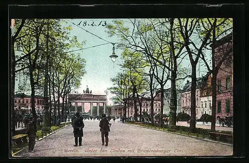 AK Berlin, Brandenburger Tor von Unter den Linden aus gesehen