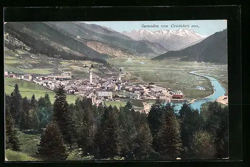 AK Samaden, Panoramablick von Cristolais aus gesehen