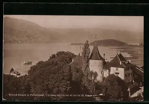 AK Erlach, Schloss mit Petersinsel