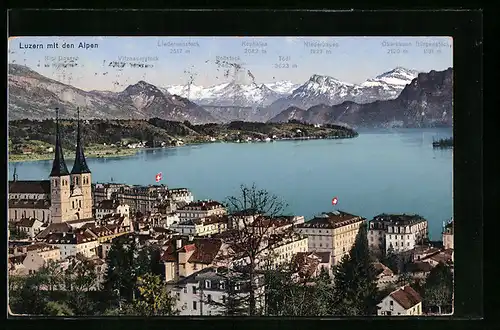 AK Luzern, Totale mit Alpenpanorama