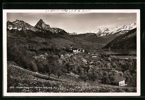 AK Steinerberg, Blick von der Bergwiese auf Ort und Mythen