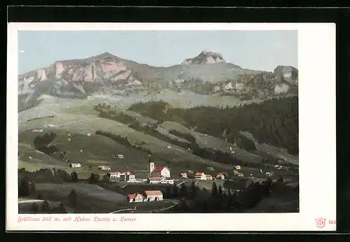 AK Brüllisau, Panorama mit Hohen Kasten und Kamor