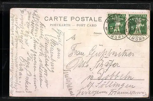 AK Neuchatel, Chateau et les Alpes