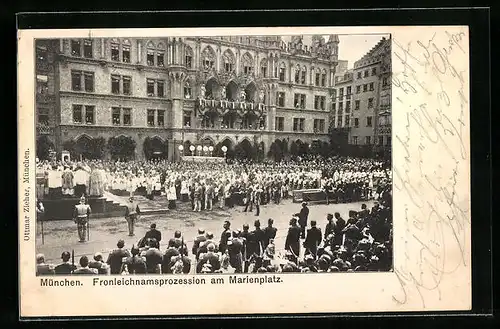 AK München, Fronleichnamsprozession am Marienplatz