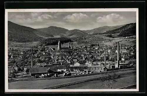 AK Haslach i. K., Ortsansicht mit Blick in die Berge
