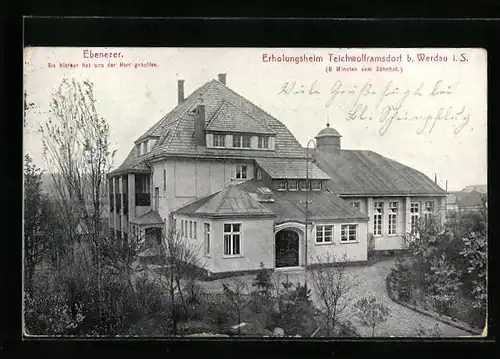 AK Teichwolframsdorf bei Werdau /Sa., Erholungsheim mit Einfahrt