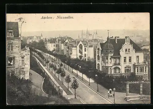 AK Aachen, Nizzaallee aus der Vogelschau