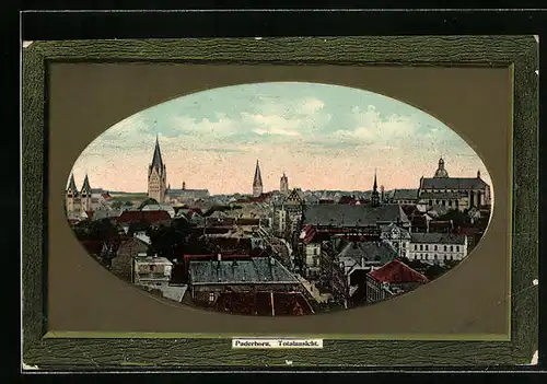 Passepartout-AK Paderborn, Totalansicht aus der Vogelschau