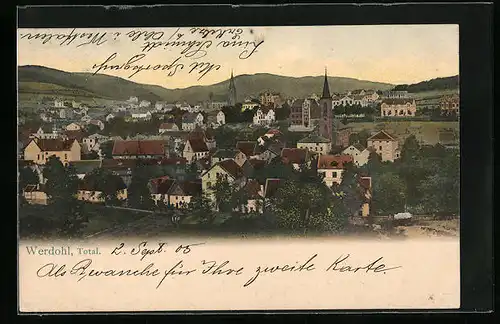 AK Werdohl, Totalansicht mit Gebirgskette