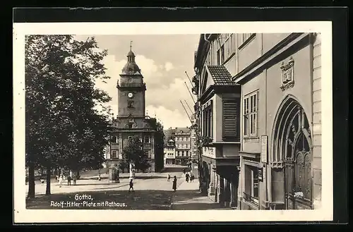 AK Gotha, Platz mit Rathaus