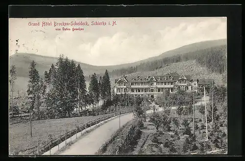 AK Schierke i. H., Grand Hotel Brocken-Scheideck von Osten gesehen