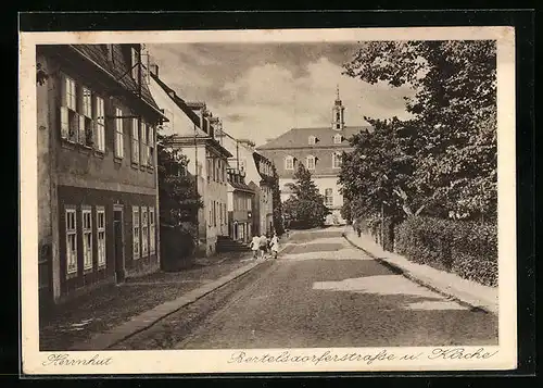 AK Herrnhut, Bertelsdorferstrasse und Kirche