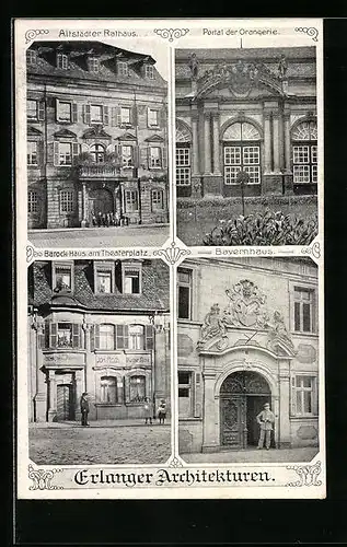 AK Erlangen, Altstädter Rathaus, Portal der Orangerie, Bayernhaus