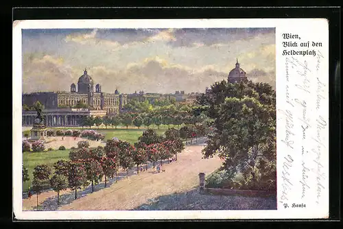 Künstler-AK Wien, Blick auf den Heldenplatz