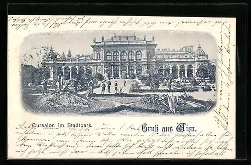 AK Wien, Cursalon im Stadtpark mit Anlagen