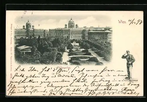 AK Wien, Volksgarten aus der Vogelschau